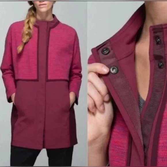 Lululemon Cocoon Car Coat Berry Rust Maroon M Jacket Outdoors Athletic Fall - Picture 3 of 10